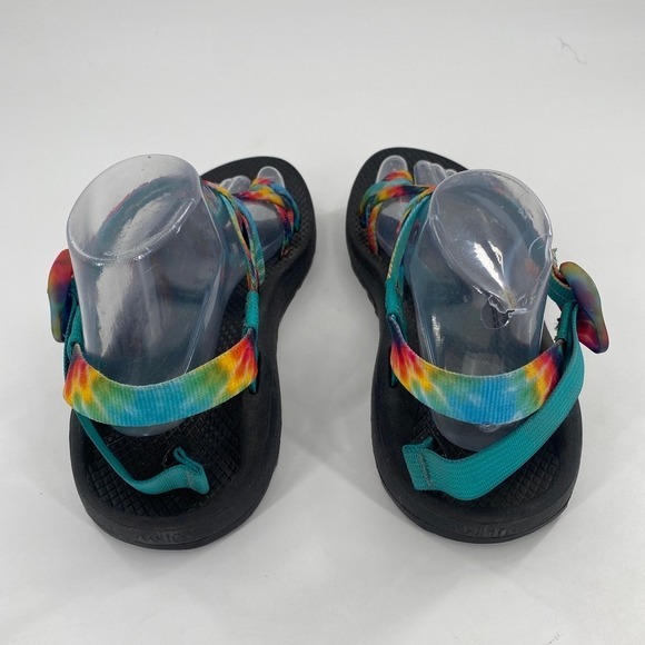 Chaco Rainbow Tie Dye Teal Strappy‎ Sandals Women's Size 10 Assembled in USA - Picture 7 of 7